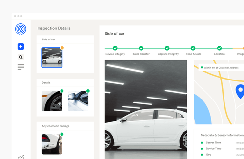 An Inspection request form from the Truepic Vision dashboard.