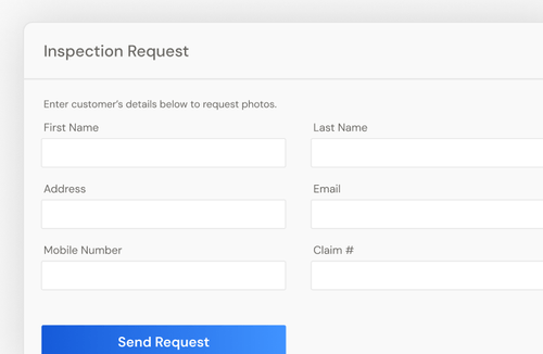 An Inspection request form from the Truepic Vision dashboard.