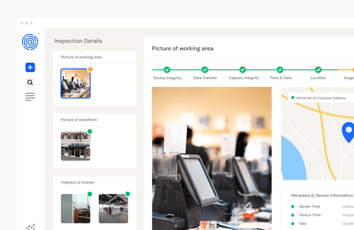 An Inspection request form from the Truepic Vision dashboard.