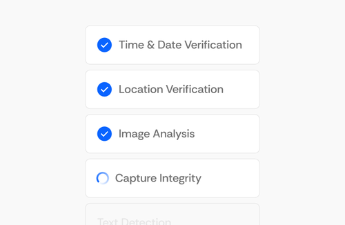 An Inspection request form from the Truepic Vision dashboard.