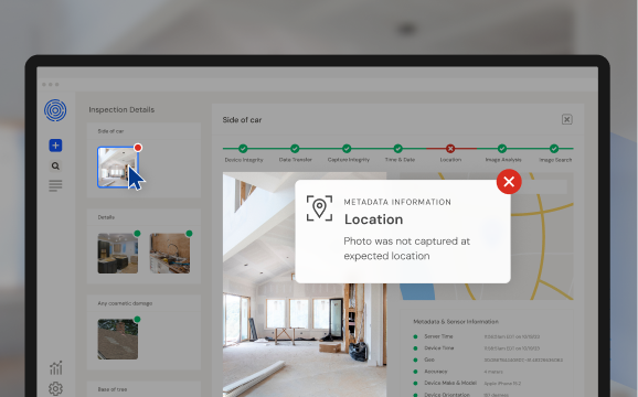 An image of a phone and dashboard using the Truepic Vision virtual inspection product